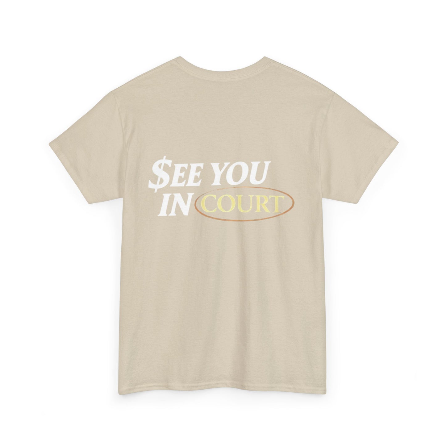 Court Logo T-Shirt — Minimal Gold Oval Back Graphic Tee