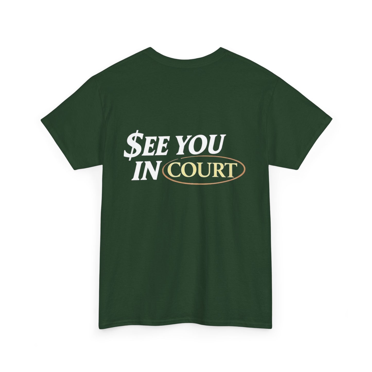 Court Logo T-Shirt — Minimal Gold Oval Back Graphic Tee