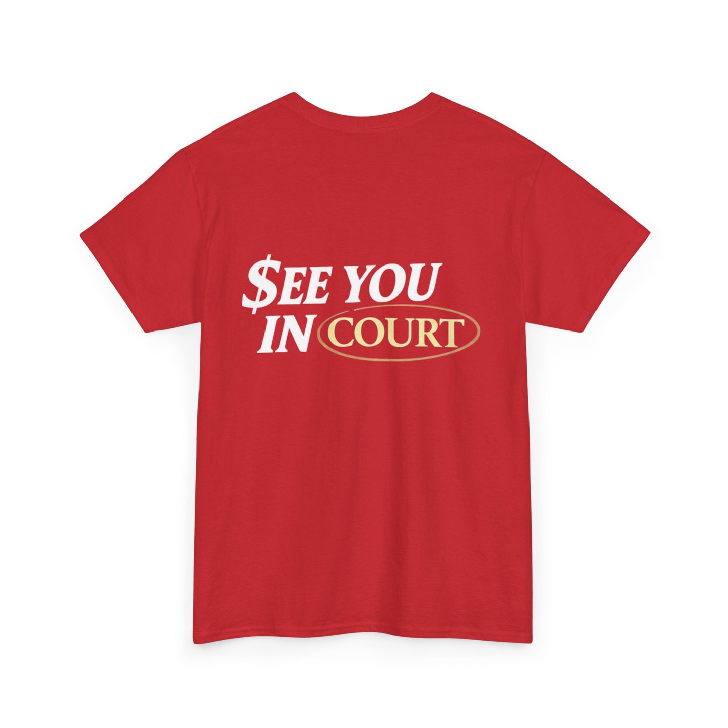 Court Logo T-Shirt — Minimal Gold Oval Back Graphic Tee