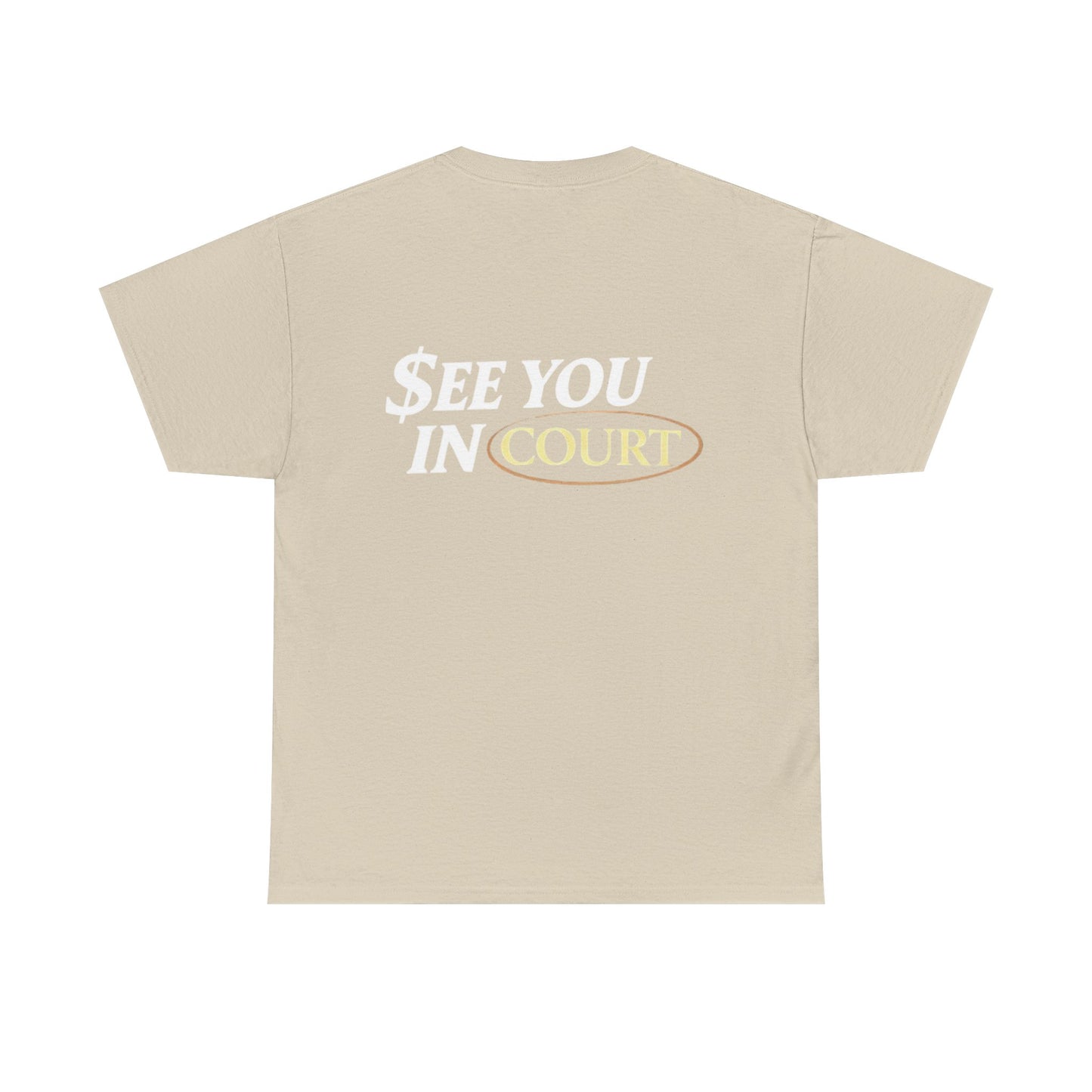 Court Logo T-Shirt — Minimal Gold Oval Back Graphic Tee